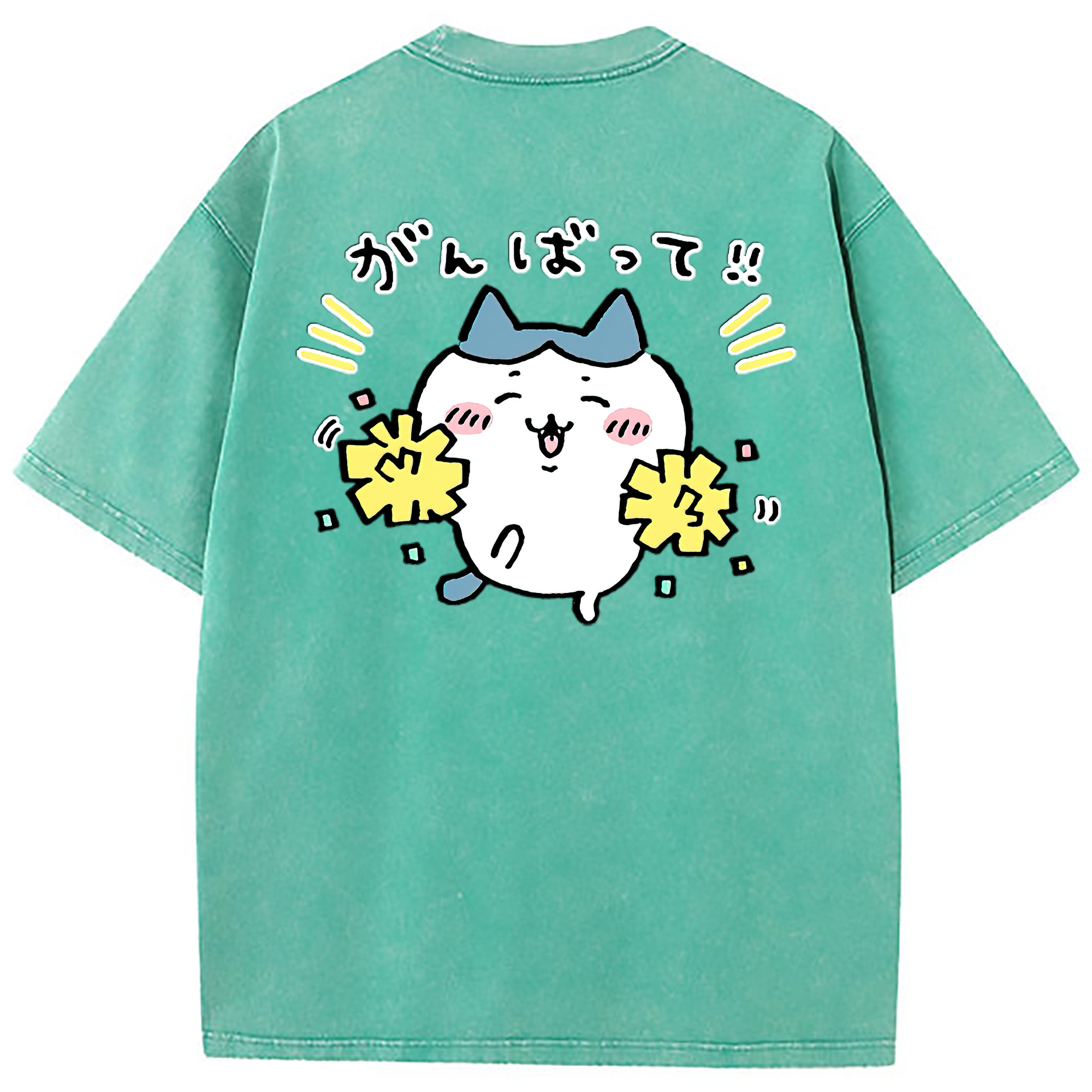（画像用） ちいかわ ハチワレ Chii-kawa hachiware 綿100% ヴィンテージ風 半袖Tシャツ（背面プリント）